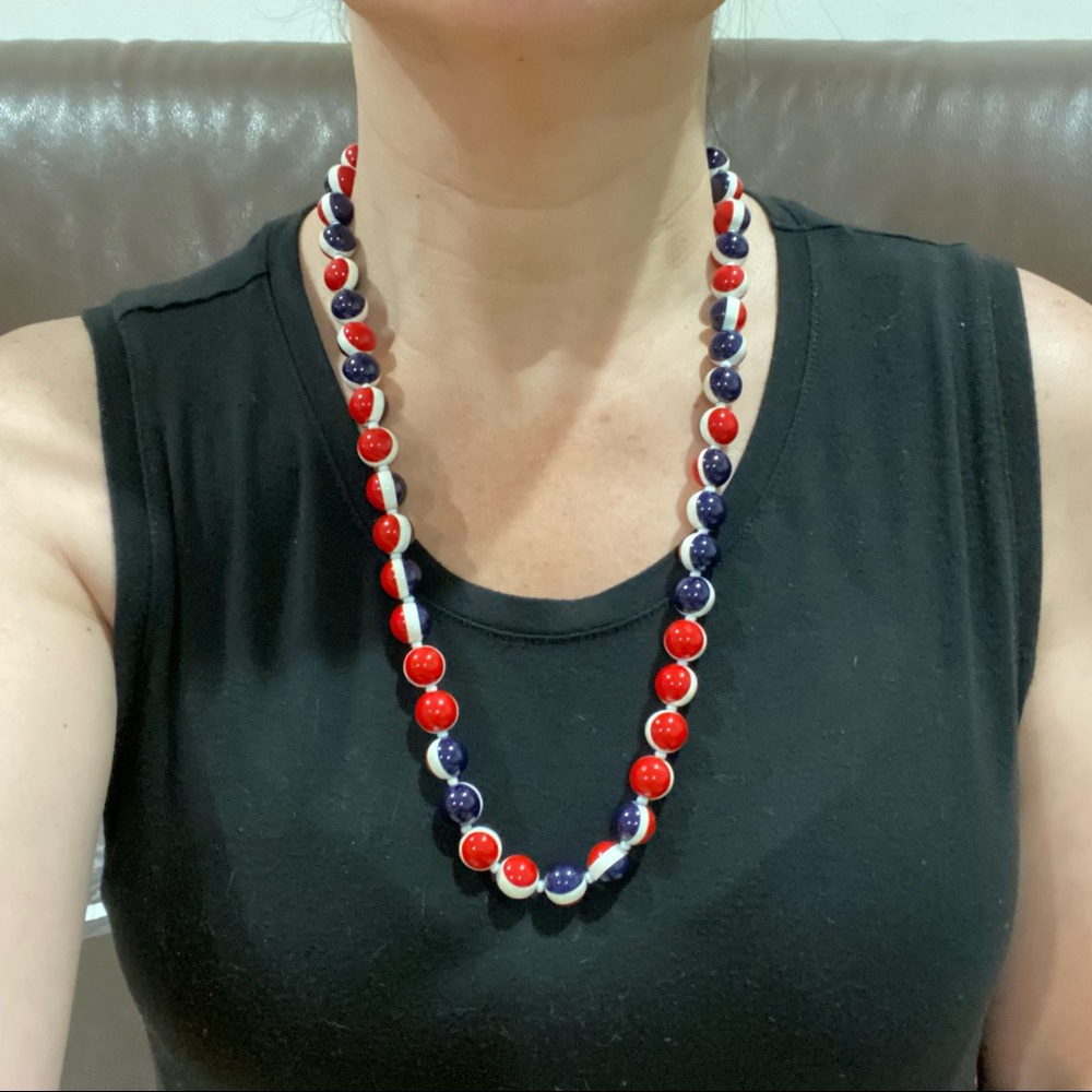 Vintage Tri-Color 26” Beaded Necklace